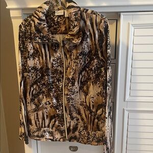 Chicos zenergy zip up animal print jacket sz M nwot